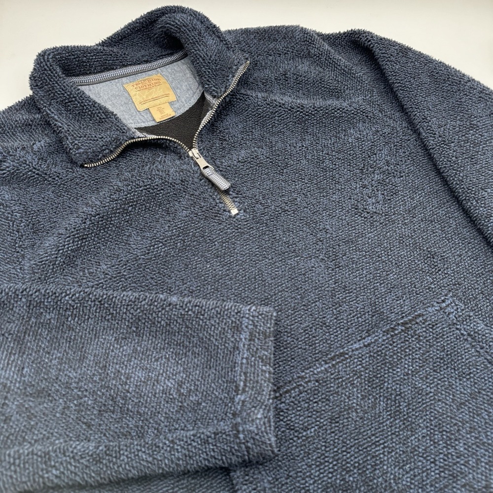 Telluride Clothing Company Men's Navy Fleece 1/4 Zip Pullover Sweater Large